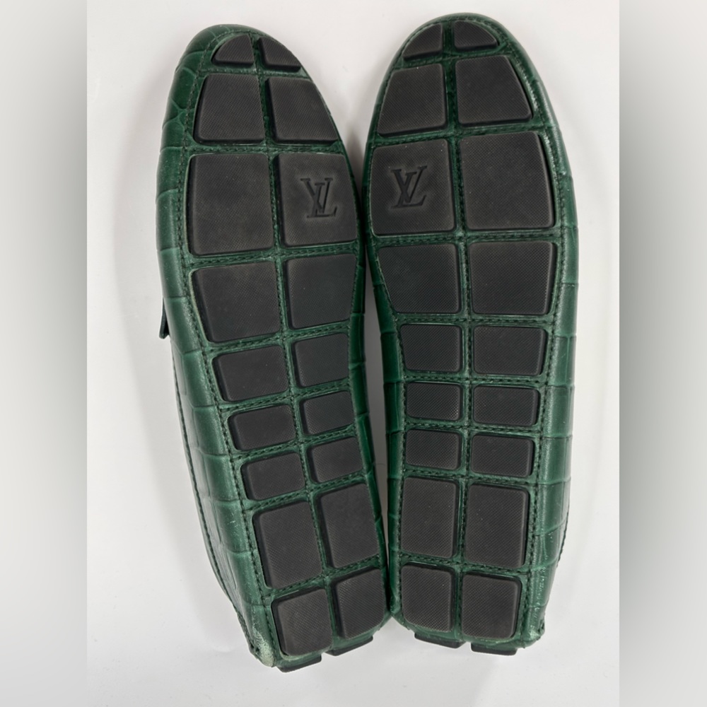 Louis Vuitton Green Leather Animal Print Drivers Size 11 USA/10 EU - Picture 13 of 16